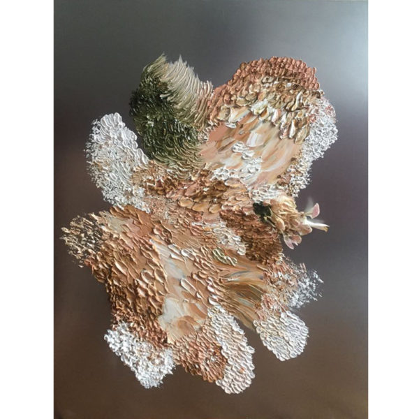 Peinture à l'huile et cire sur acier poli miroir signée Daniela Busarello