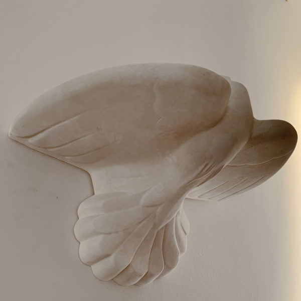 Luminous wall lamp in plaster on the theme of the dove signed OAK Studio