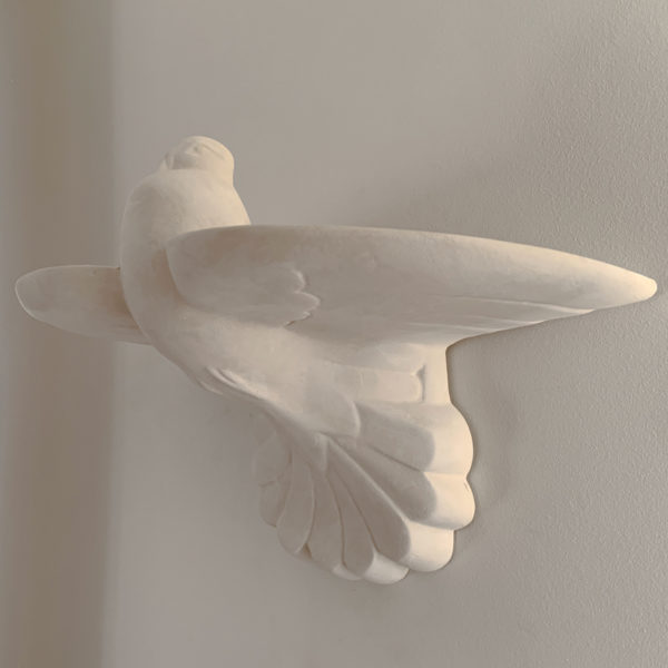 Luminous wall lamp in plaster on the theme of the dove signed OAK Studio