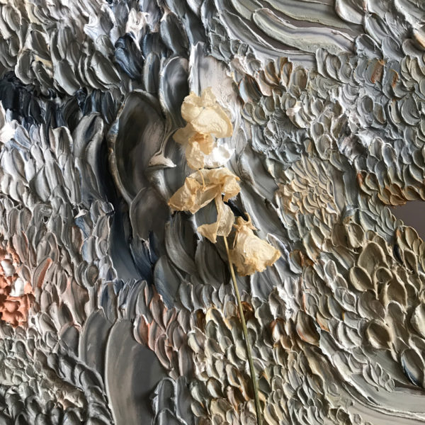 Peinture à l'huile et cire sur acier poli miroir signée Daniela Busarello