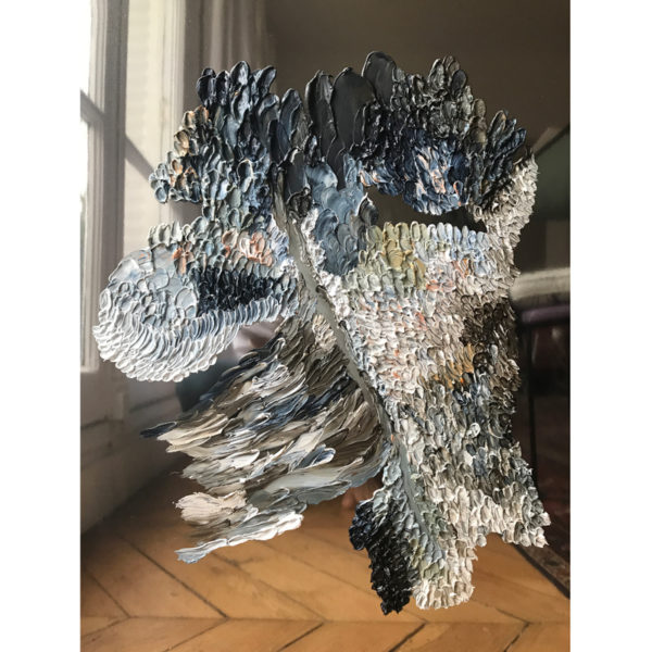 Peinture à l'huile et cire sur acier poli miroir signée Daniela Busarello