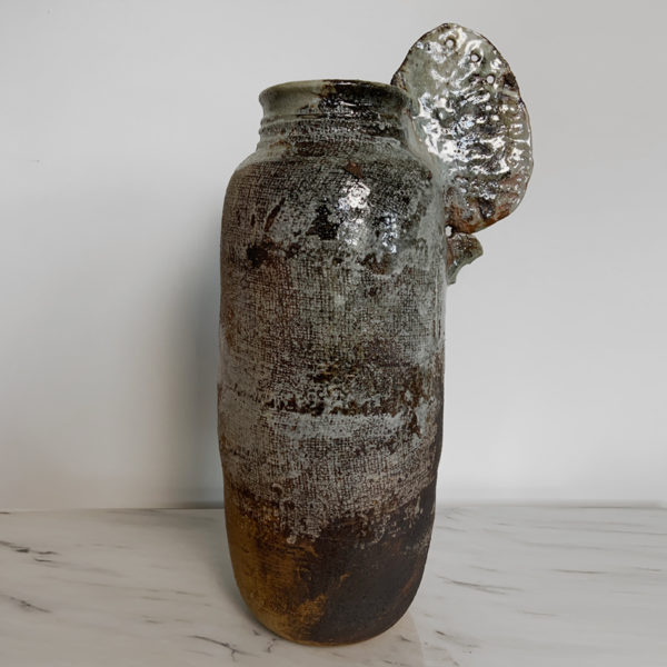 Large enamelled red stoneware vase fired in a Japanese wood oven, signed Pierre Casenove