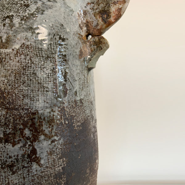 Large enamelled red stoneware vase fired in a Japanese wood oven, signed Pierre Casenove