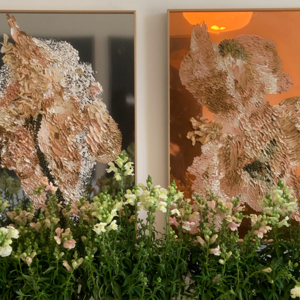 Oil and wax painting on mirror polished steel by Daniela Busarello