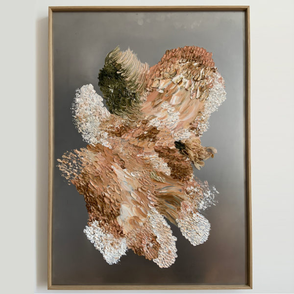 Peinture à l'huile et cire sur acier poli miroir signée Daniela Busarello