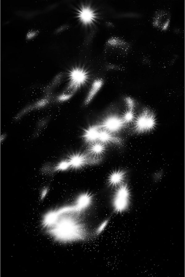 Photo artistique des constellations d'étoiles en noir et blanc, par Laurent Laporte