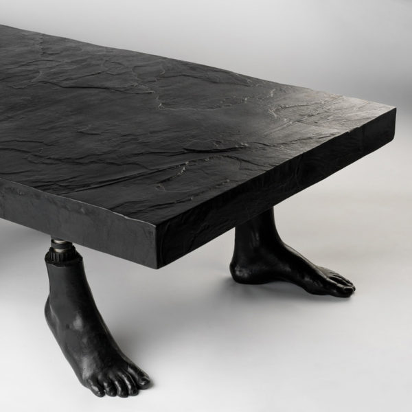 Patinated bronze coffee table signed Cécile Ballureau, artist designer of anthropomorphic atypical furniture