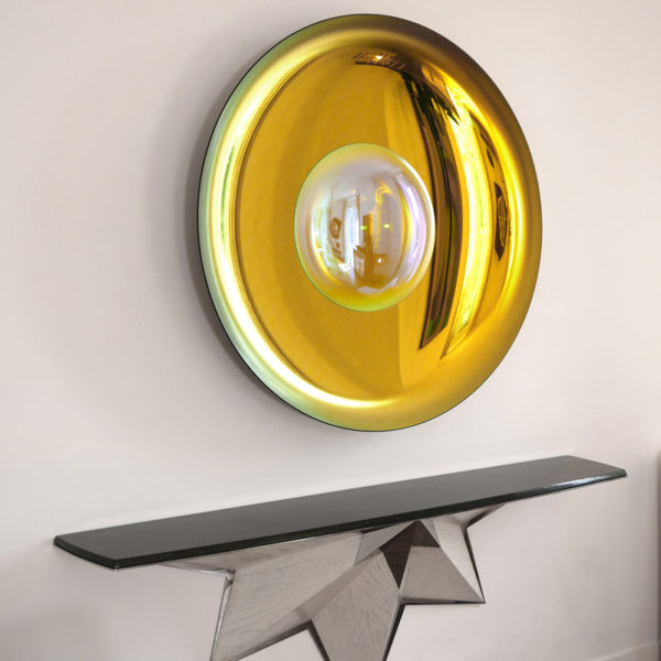 Contemporary wall decoration by Christophe Gaignon, artist creator of oxidized glass mirrors