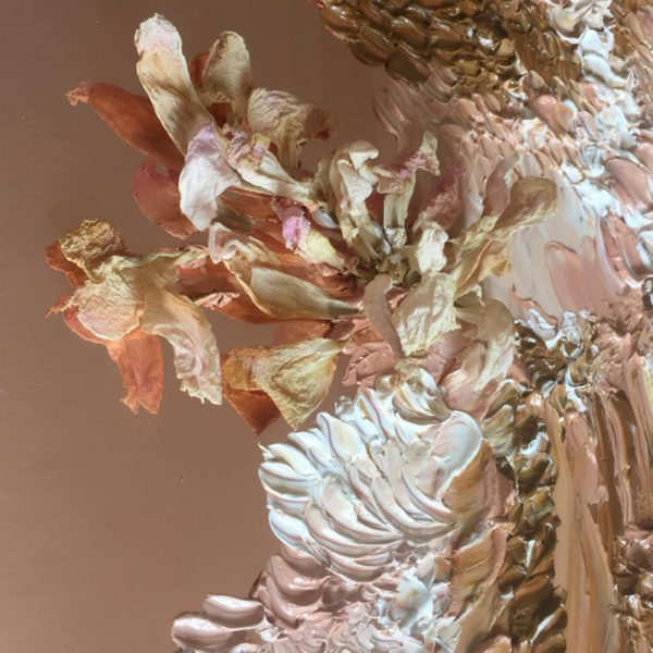 Oil and wax painting on mirror polished steel by Daniela Busarello