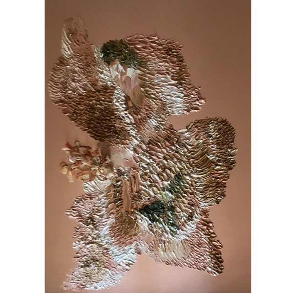 Oil and wax painting on mirror polished steel by Daniela Busarello