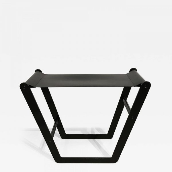 Design stool in steel and leather signed Pierre Mounier, French designer based in Bordeaux.