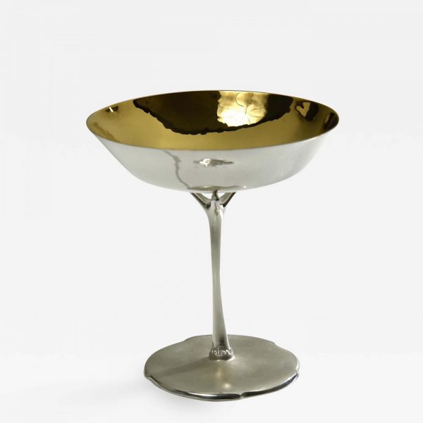 Champagne glass in silver and vermeil signed Roland Daraspe, goldsmith and Master of Art in Bordeaux