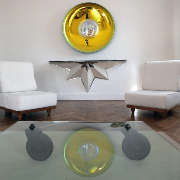 Contemporary wall decoration by Christophe Gaignon, artist creator of oxidized glass mirrors