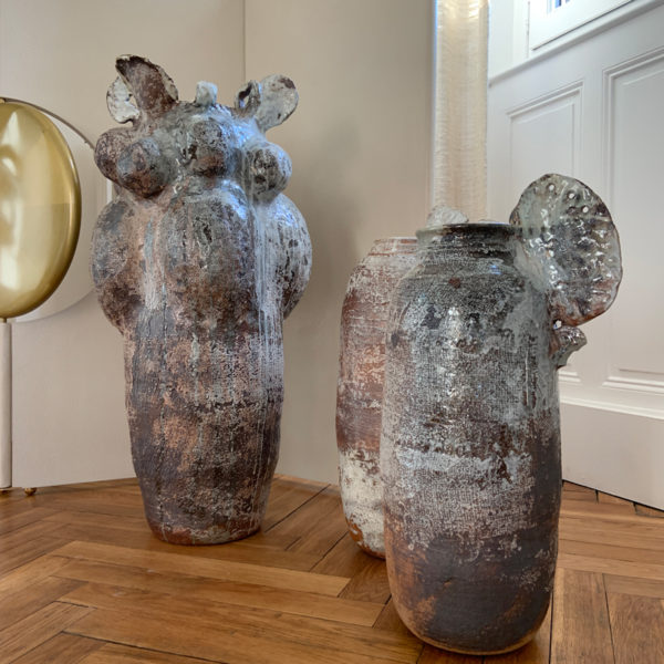 Large enamelled red stoneware vase fired in a Japanese wood oven, signed Pierre Casenove