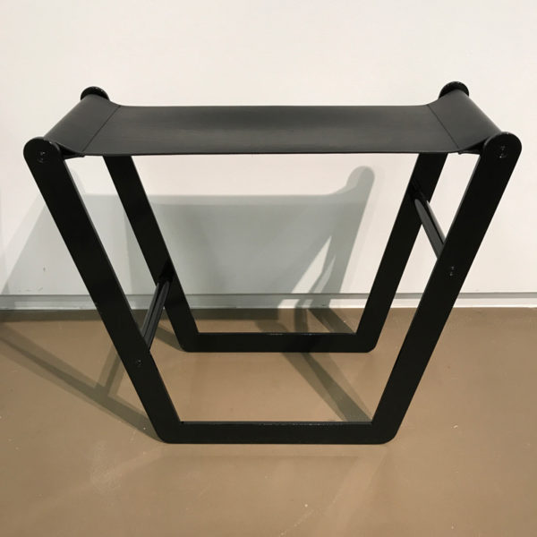 Design stool in steel and leather signed Pierre Mounier, French designer based in Bordeaux.