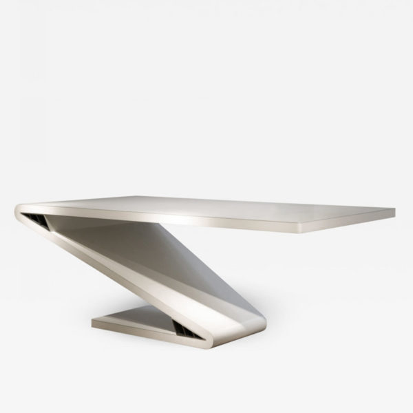 High-end contemporary desk in lacquered aluminum signed Vincent Poujardieu, designer of exceptional furniture and lighting