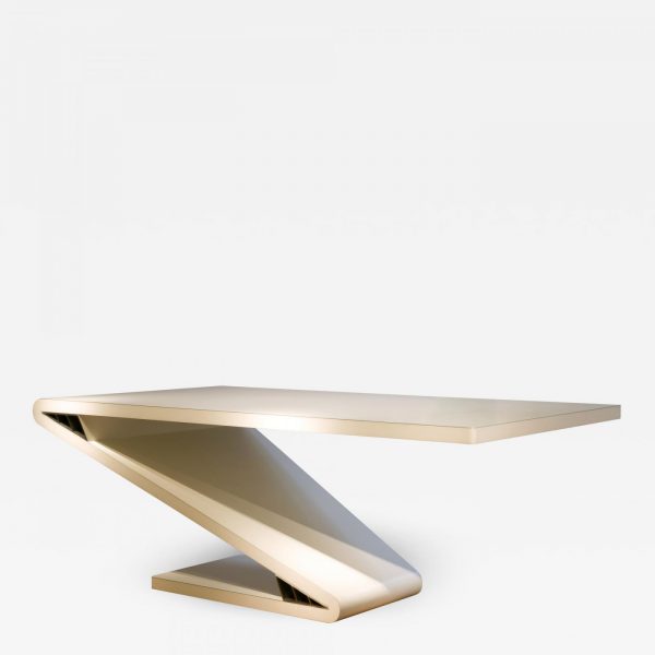 High-end contemporary desk in lacquered aluminum signed Vincent Poujardieu, designer of exceptional furniture and lighting