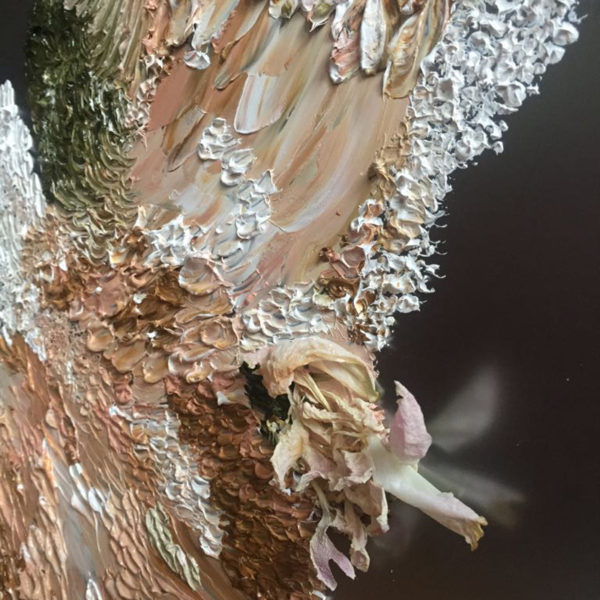 Peinture à l'huile et cire sur acier poli miroir signée Daniela Busarello