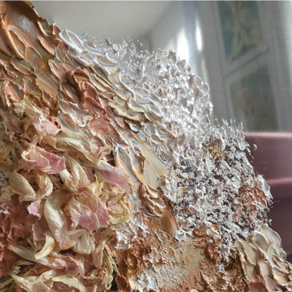 Peinture à l'huile et cire sur acier poli miroir signée Daniela Busarello
