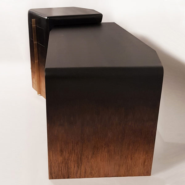 Solid oak desk tinted with Indian ink by Hoon Moreau, painter, sculptor and designer