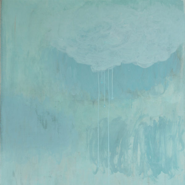Painting of clouds in acrylic and clay on linen canvas. signed Beatrice Pontacq, painter in Bordeaux