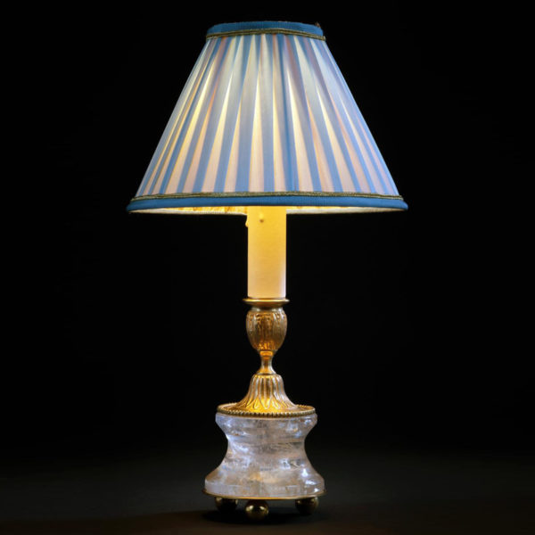 Handmade brass and rock crystal lamp designed by Alexandre Vossion