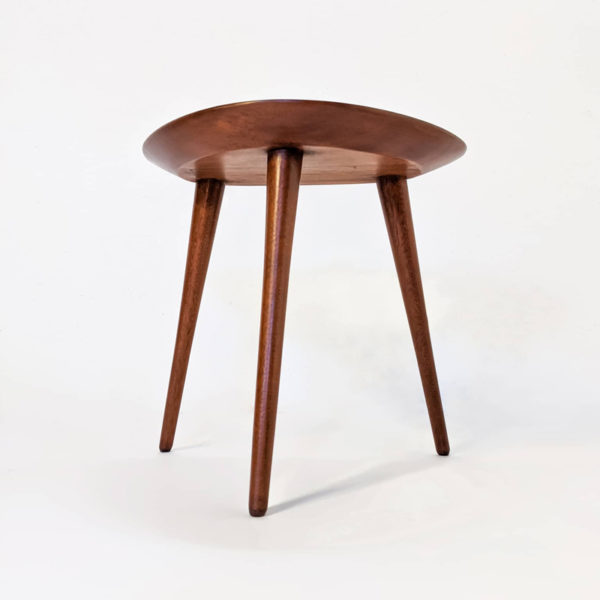 Tabouret vintage des années 50 en acajou massif signé Pierre Cruège