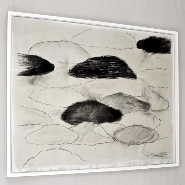 Charcoal cloud painting on oiled paper signed Beatrice Pontacq