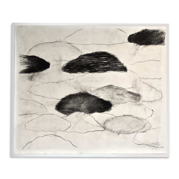 Tableau de nuage au fusain sur papier huilé signé Beatrice Pontacq