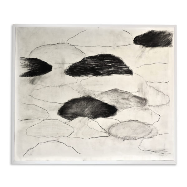 Charcoal cloud painting on oiled paper signed Beatrice Pontacq