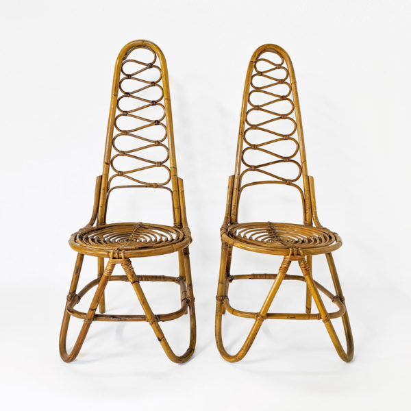 Chaises vintage en bambou éditées par Bonacina dans les années 1960