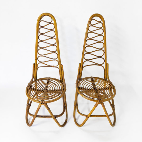 Chaises vintage en bambou éditées par Bonacina dans les années 1960