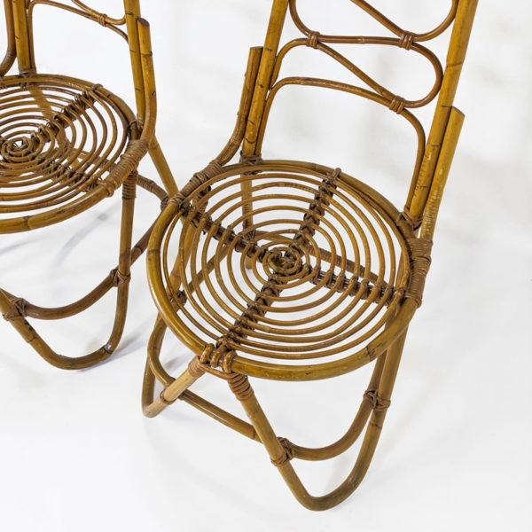 Chaises vintage en bambou éditées par Bonacina dans les années 1960