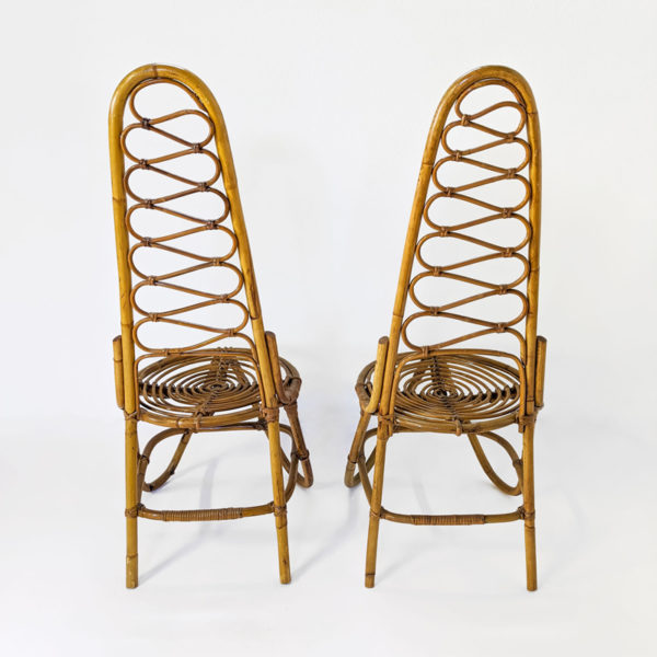 Chaises vintage en bambou éditées par Bonacina dans les années 1960