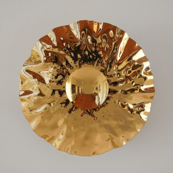 Sun sculpture in hammered brass. Unique piece signed Jonathan Soulié