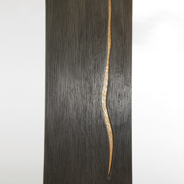 Cabinet column in solid oak and bronze signed Hoon Moreau, artist designer of furniture and exceptional objects