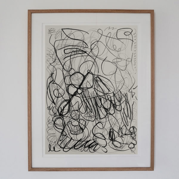 Abstract drawing with lead pencil on paper, signed Daniel Firman