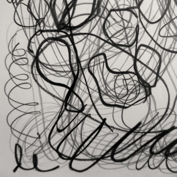 Abstract drawing with lead pencil on paper, signed Daniel Firman