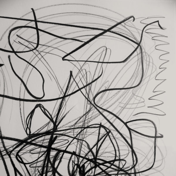 Abstract drawing with lead pencil on paper, signed Daniel Firman