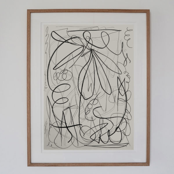 Abstract drawing with lead pencil on paper, signed Daniel Firman