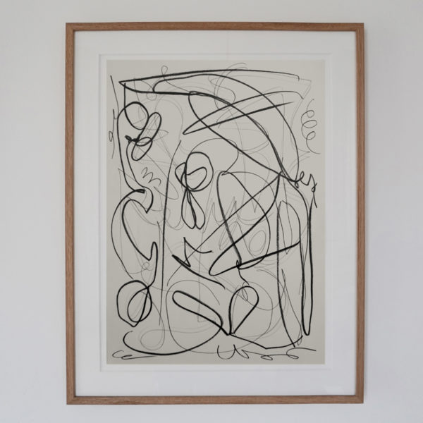 Abstract drawing with lead pencil on paper, signed Daniel Firman