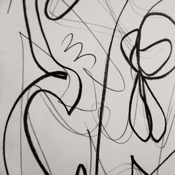 Abstract drawing with lead pencil on paper, signed Daniel Firman