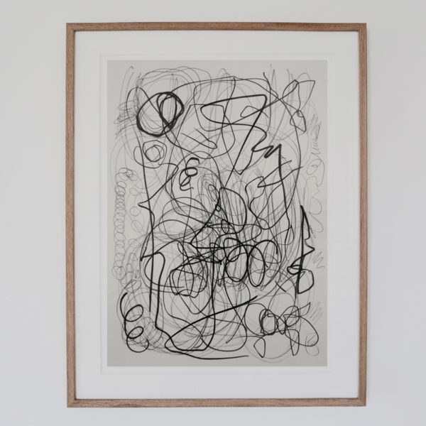 Abstract drawing with lead pencil on paper, signed Daniel Firman