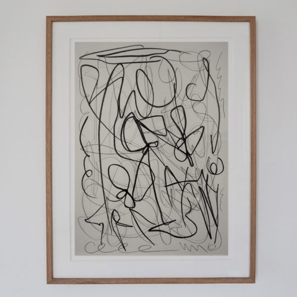 Abstract drawing with lead pencil on paper, signed Daniel Firman