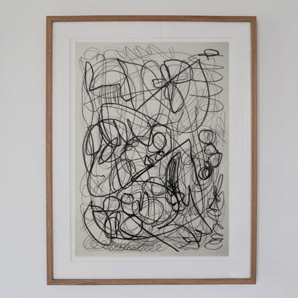 Abstract drawing with lead pencil on paper, signed Daniel Firman