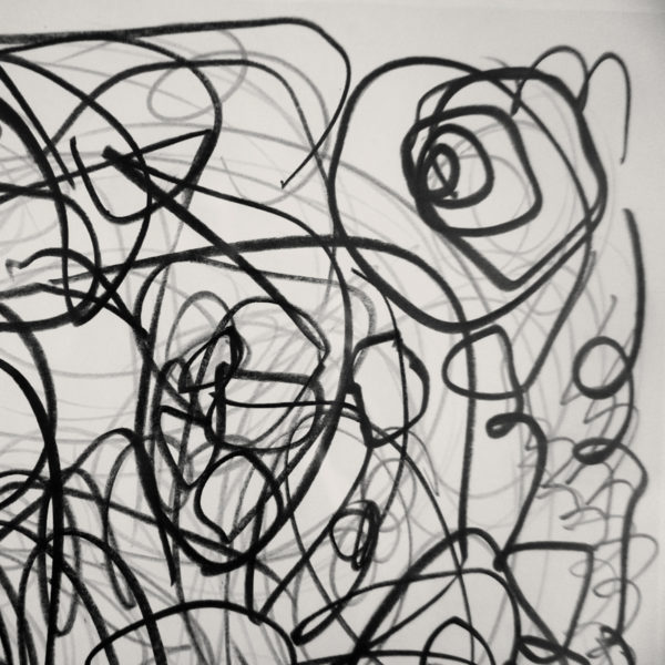 Abstract drawing with lead pencil on paper, signed Daniel Firman