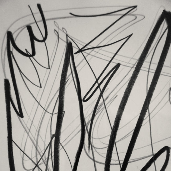 Abstract drawing with lead pencil on paper, signed Daniel Firman