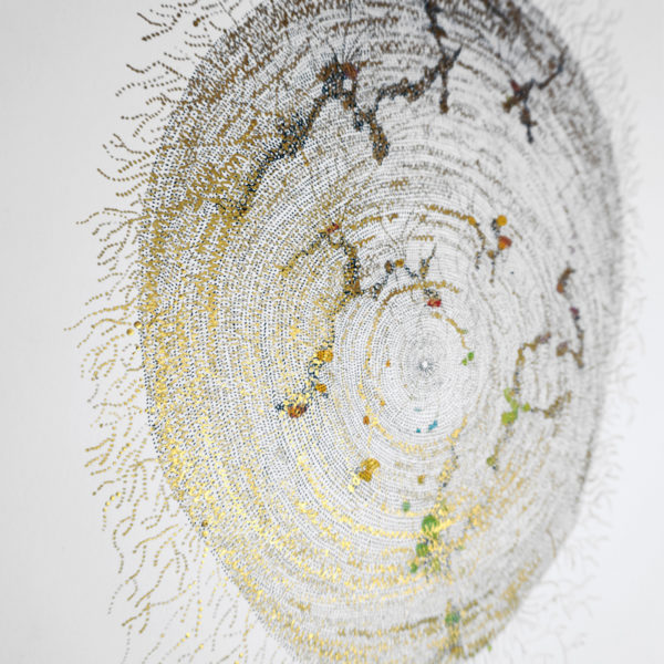 Abstract drawing in ink and felt on paper signed Marie-Pierre Biau