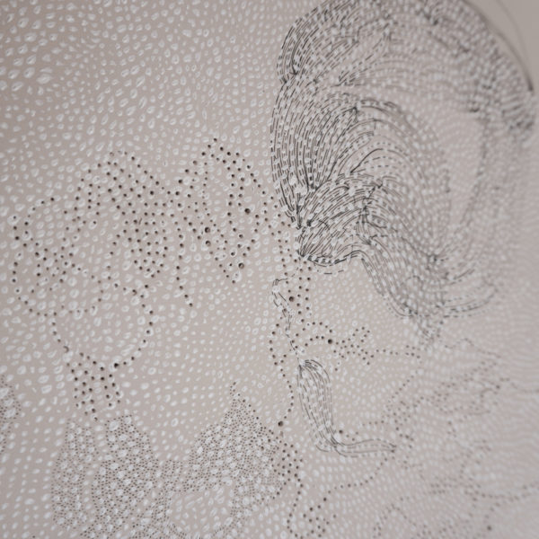 Dessin abstrait à l'encre et feutre sur papier signé Marie-Pierre Biau