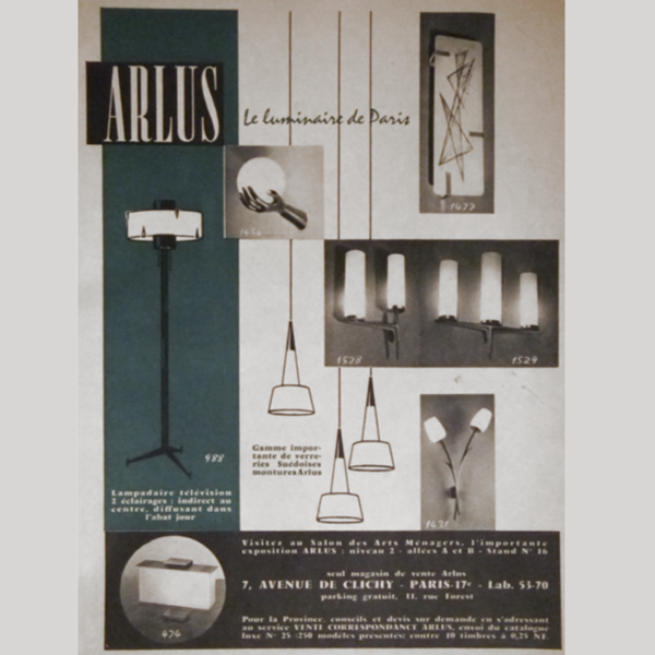 Lampadaire vintage édité par la maison française Arlus dans les années 50